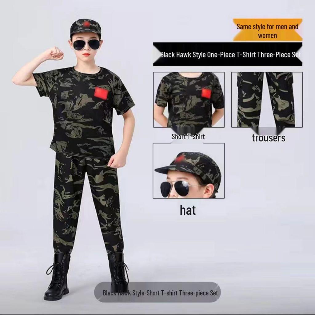 Çocuk Kamuflaj Askeri Üniformaları (Erkek ve Kız Çocukları İçin) - Anaokulu Eğitimleri, Yaz Kampları veya Okul Gösterileri İçin Mükemmel.