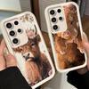 Coque de téléphone pour Samsung Galaxy S26 S25 Ultra S24 FE Mignonne Vache des Highlands Coque S23 Plus S22 + S21 S20 5G Silicone Souple Funda