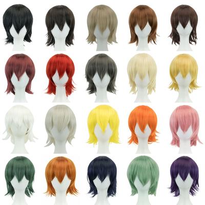 Synthetische BOB Perücken mit Pony Hitzebeständig Anime Gestufte Perücken Unisex Kurz Cosplay Haare Junge