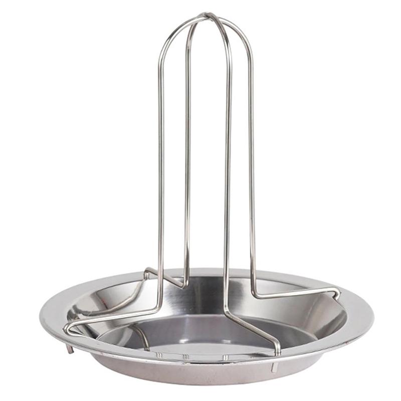 

LMETJMA Camping Chicken Roaster Rack Stainless Steel Whole Chicken Roaster Stand with Pan For Grill Oven BBQ Smoker JT515 серебряный