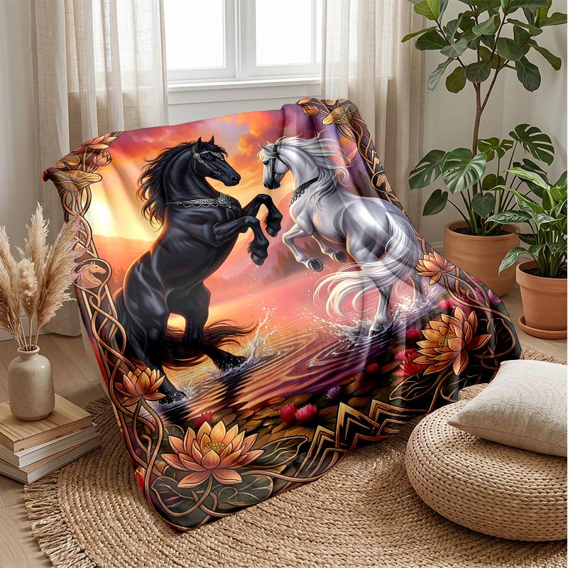 Equestrian Fantasy Journey Theme blanket Lightweight Warm Flannel Blanket Decorative Throw Blanket for Home Decoration