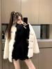 Women's Autumn/Winter Slimming High Neck Fluffy Skirt Dress - Versatile Solid Color, Spicy Girl Style