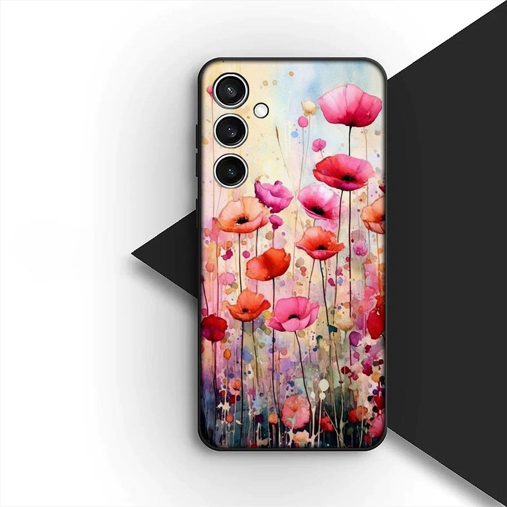 Cover for Apple iPhone 12 13 Pro XS Max Mini ProMax X XR Air 13Pro Casing Phone Case Red P-Poppys Flower Bloom Elegant