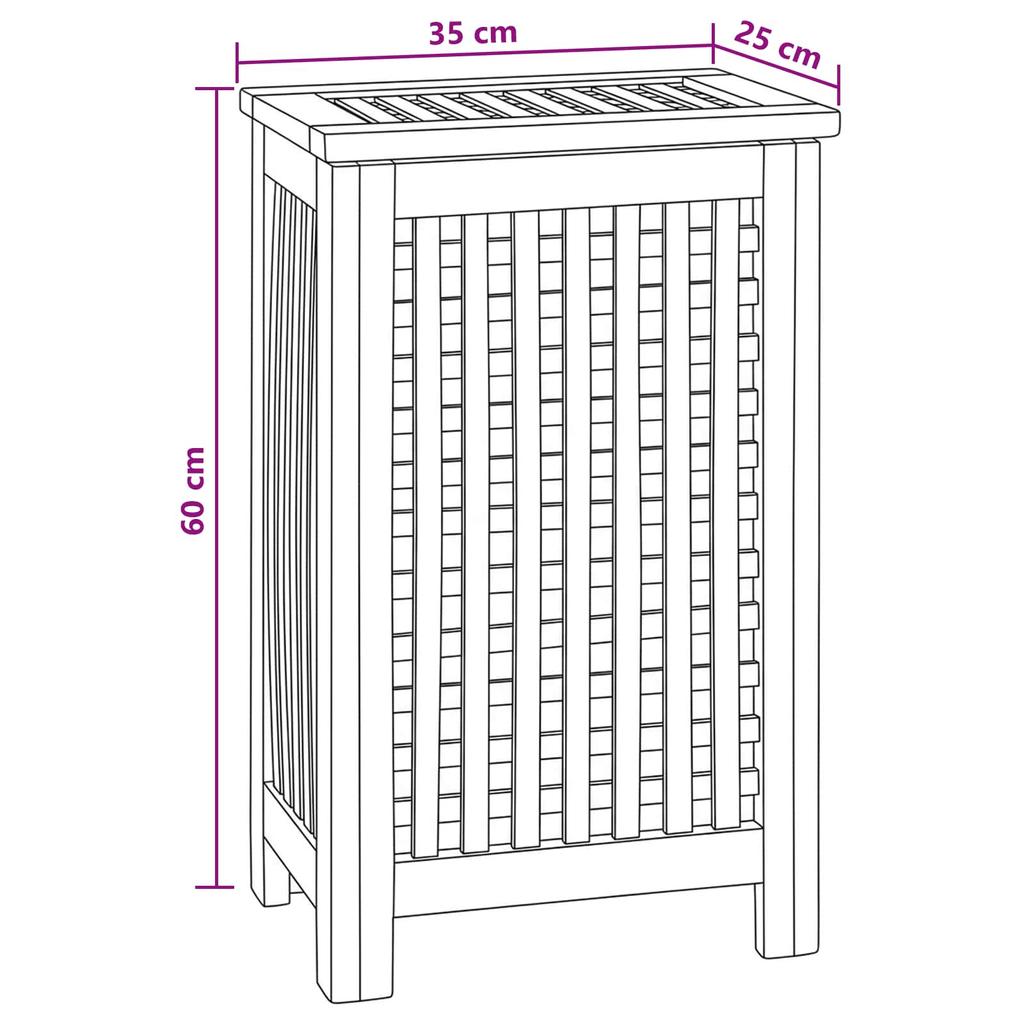 Laundry Basket Natural 35 x 25 x 60 cm Solid Teak Wood