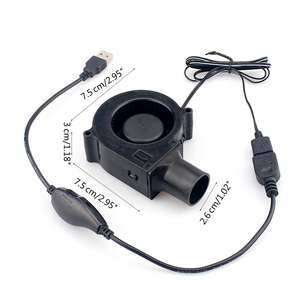 Neuer 7530 5V USB-betriebener Lüfter mit Drehzahlregler - Kompaktes und leises Gebläse für Grillen und Camping