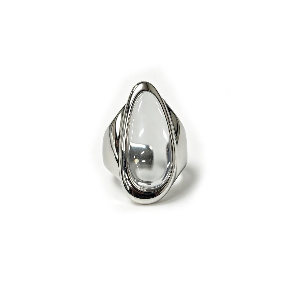 Silver Color Water Drop Ring Adjustable Minimalist Ring Elegant Transparent Crystal Rings Jewelry