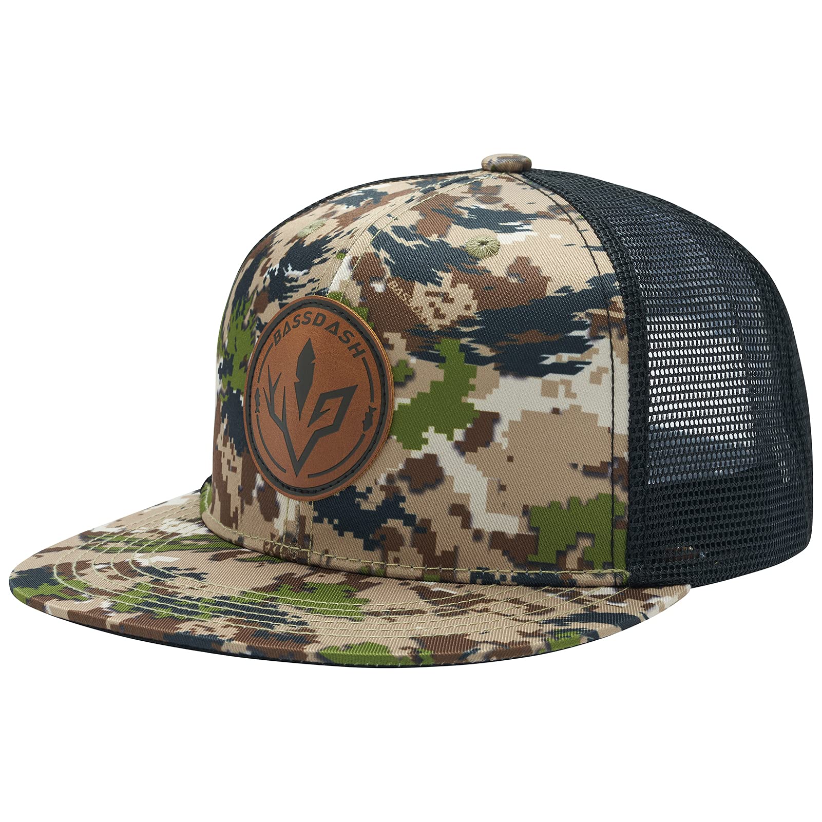 

Bassdash Flat Bill Cap for Men and Flat Visor Adjustable Size Camouflage Trucker Hat Women, Cap, (56-60cm), (Highland)