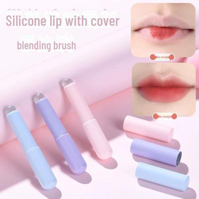 "Portable Silicone Lip Brush with Cover - Upgraded Mini Round Head for Lipstick, Concealer, Lip Balm, and Lip Glaze"