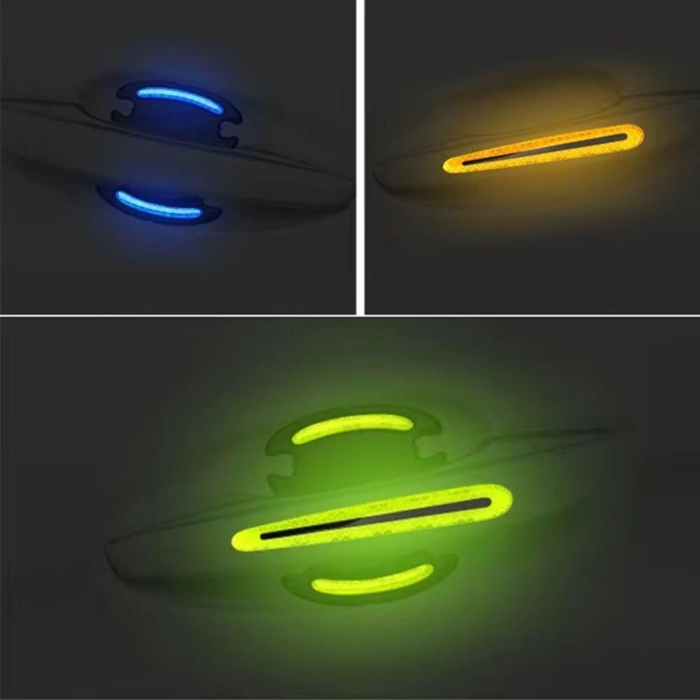 8Pcs/Set Reflective Car Door Guard Self-Adhesive Door Handle Protective Film  Driving Safety
