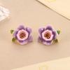 Retro purple and pink flower stud earrings enamel premium earrings design sense summer new sweet earrings