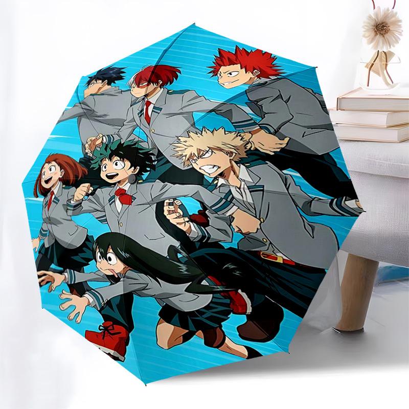 1pc Boku no Hero Academia Inspired Automatic Folding Umbrella, Portable 3-Fold Design with Iron Frame, Perfect for Fans, Travelers, Everyday Use, and