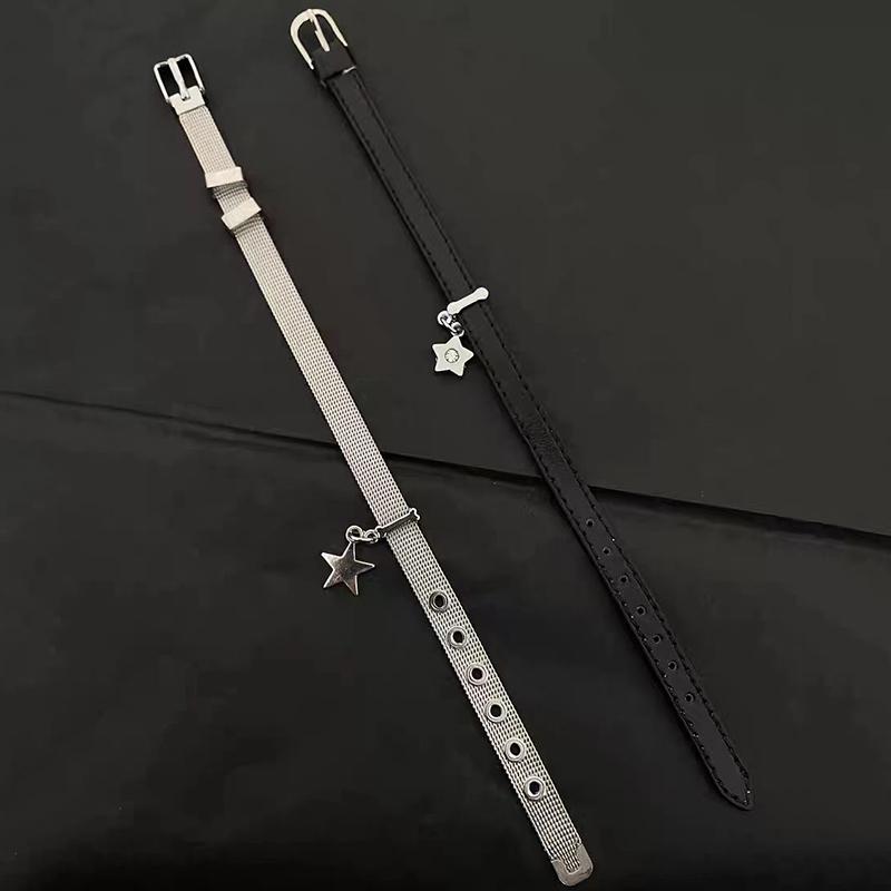 Brățară Ajustabilă pentru Cupluri cu Pandantiv Stea Y2K pentru Fete Design la Modă 2023 Oțel Titan Piele Brățări pentru Femei Bărbați Bijuterii