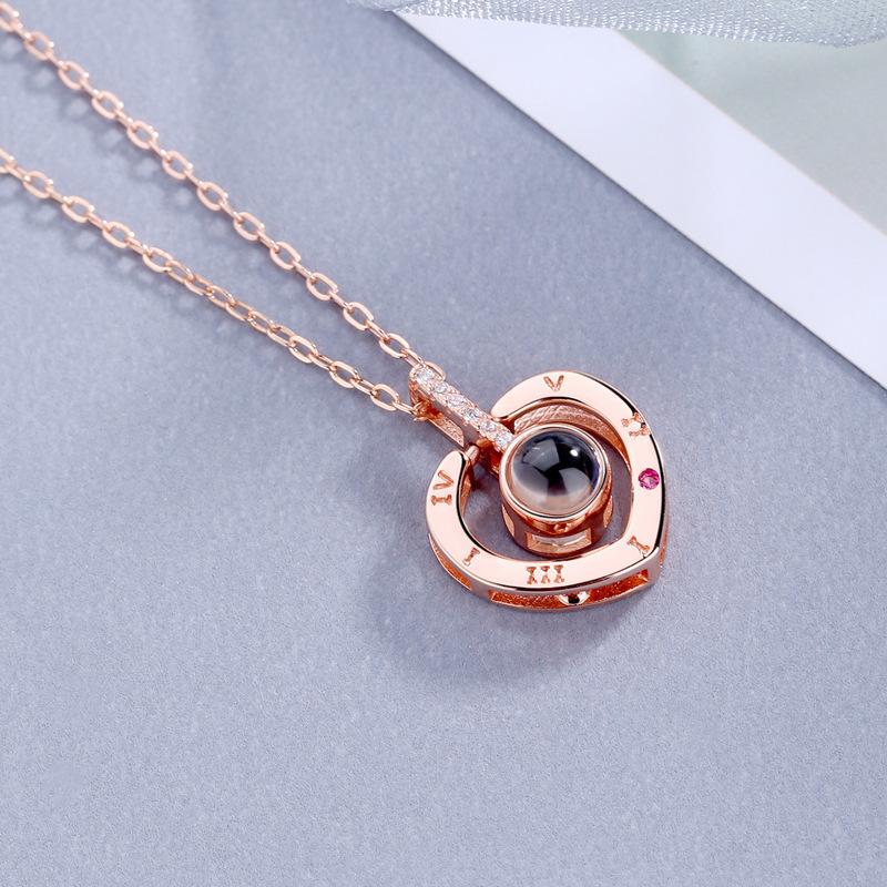 Projection Necklace 100 Languages I Love You Fashion High Sense Simple Versatile Collarbone Chain Gift