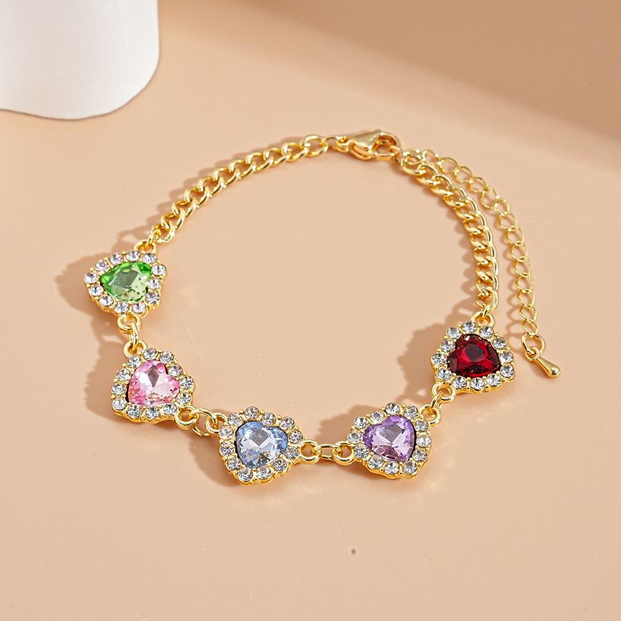 Super Flash Diamond Colored Love Clavicle Necklace Court Style Niche Necklace Set
