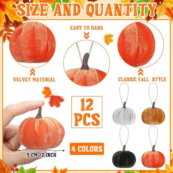 Artificial Velvet Pumpkin Decoration Foam Faux Flocked Pumpkin for Fall Harvest Party Thanksgiving Halloween Home Table Centerpiece