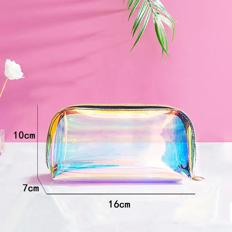 Fashion PVC Transparent Women Make Up Case Laser Beauty Organizer Pouch Mini Jelly Bag For Ladies Cosmetic Bag