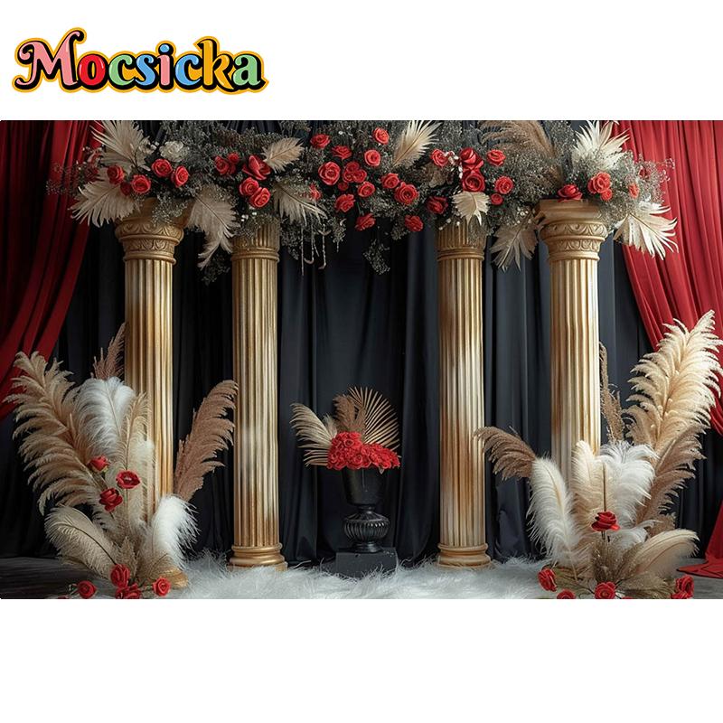 Mocsicka Photography Background Wedding Adult Birthday Portrait Bohemian Vintage Palace Rose Floral Decor Backdrop Photo Studio