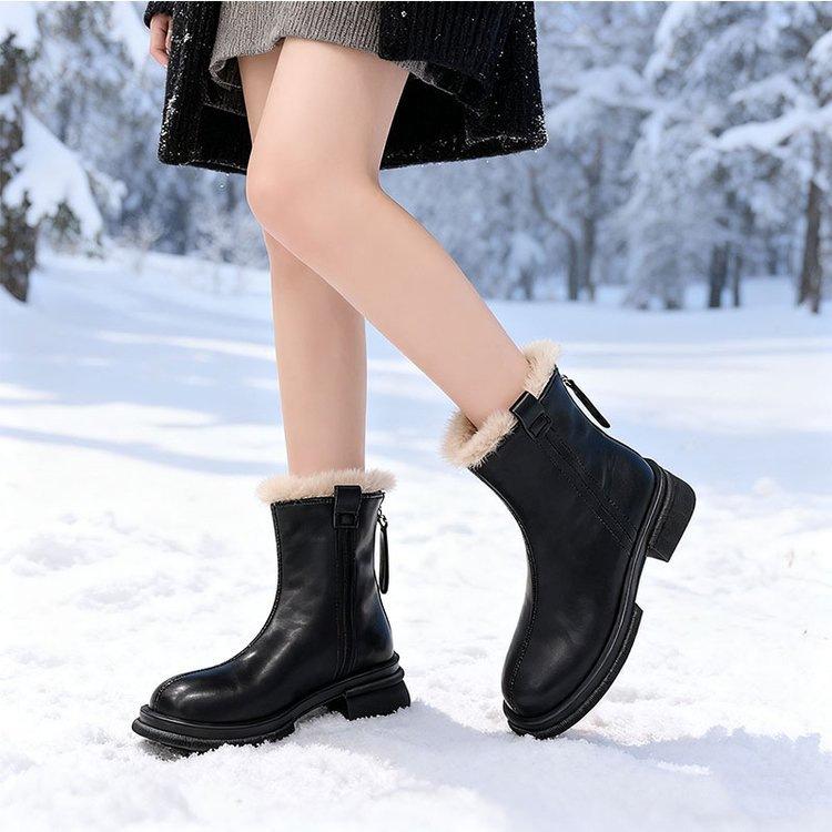 Fashion Cotton Shoes Martin Boots Winter 2025 New Thick Velvet Warm Snow Boots Versatile Thick-soled Velvet Short Boots Women