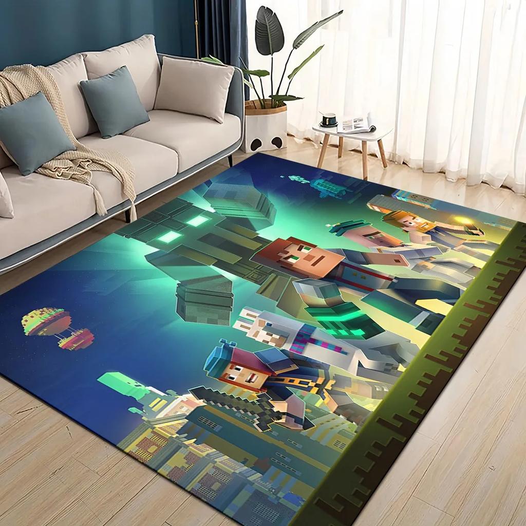 3D S-Sandbox Game  Cartoon Area Rug Large,Carpet Rug for Living Room Bedroom Sofa Doormat Decoration,kid Play Non-slip Floor Mat