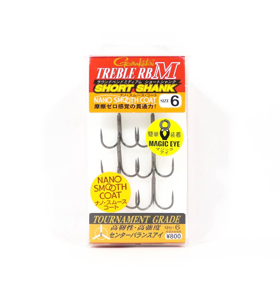 Gamakatsu 68535 Treble Hook RB M Short Shank Nano Coat Size 6 (4496)