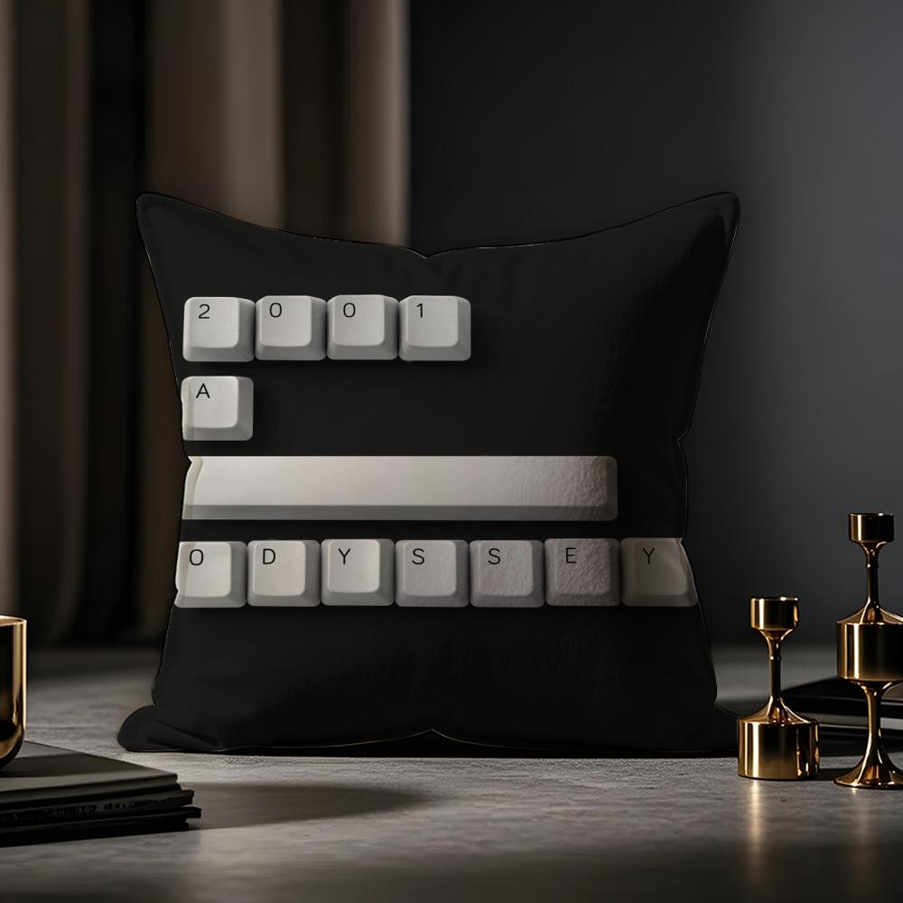 Text Keyboard Cushion Cover Anti-dustmite Pillowcase Invisible Zipper Silky Short Plush Sofa Cushion Cover
