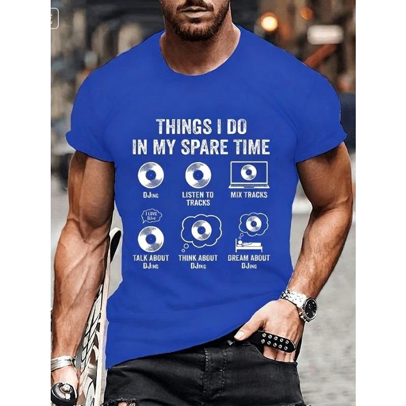 Summer Vinyl Record DJ Graphic Men's T-shirts Casual Hip Hop Streetwear Music Lover Funny Tops T-shirts