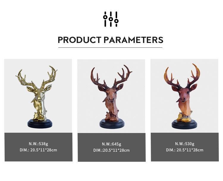 Luxurious Deer Ornament - Decorative Resin Craft for Office, Living Room, or TV Cabinet.