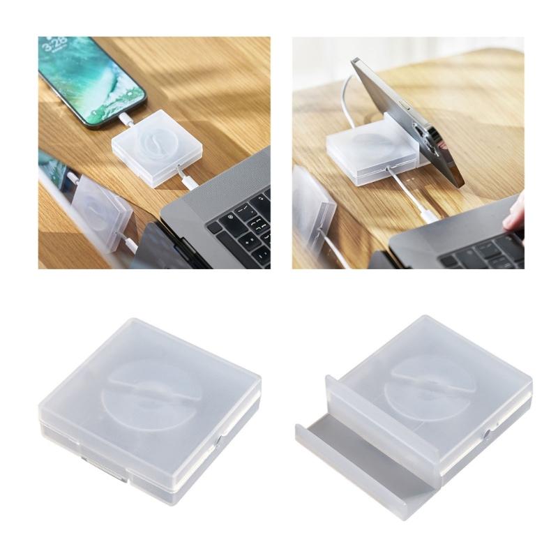 5 Pieces Portable Cable Organizers Box Retractable Cord Management Winder Case Phone Holder for Office Home or Travel