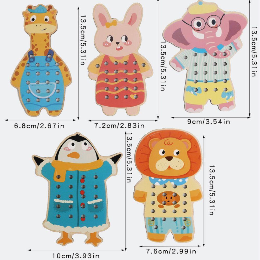 Educational Wooden Lacing Toy Hand-eye Coordination Caterpillars Eat Fruit  Training