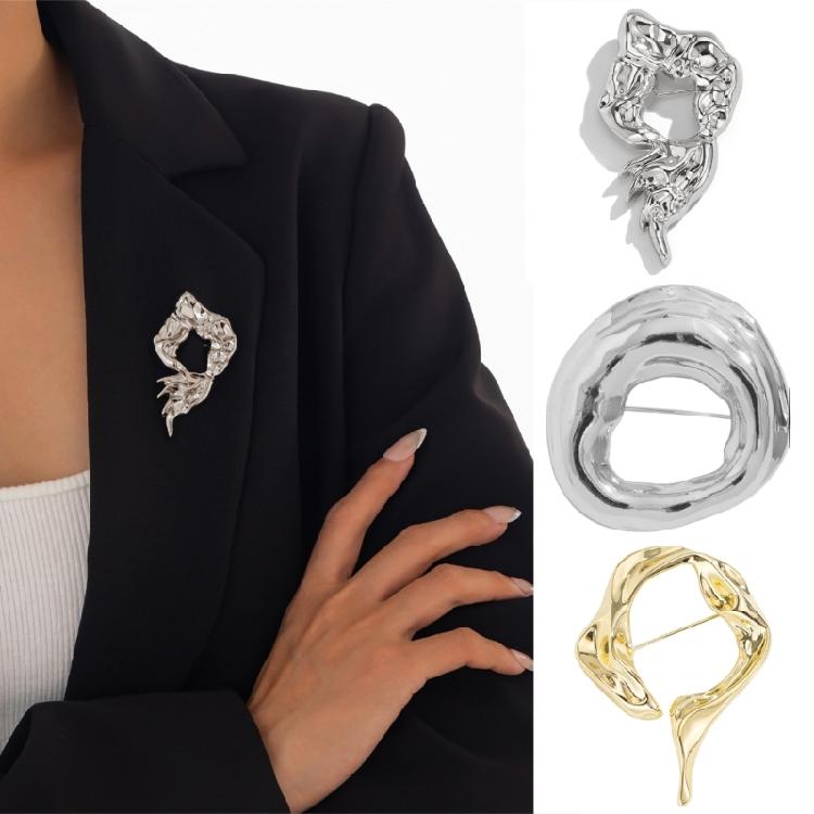 Delicate Hollow Pattern Alloy Brooch Eye Catching Lapel Pin Accessory For Women Seeking Unique Style Accent