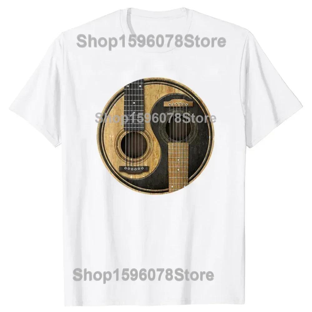Rock Cat Playing Guitar Guitarist Music Lover Rock T-Shirts Men Awesome Tee Shirt DJ Party Bass Clothing Unisex T Shirts