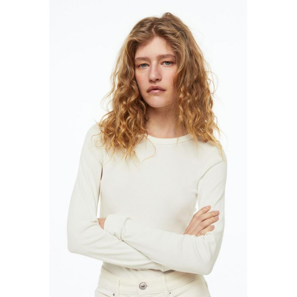 

Топ в рубчик из смеси модала H&M, белый