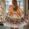 Women's Ethnic Patchwork 3D Print Long Sleeve Open Front Cardigan, Casual Loose Fit Lightweight Street Style Outerwear