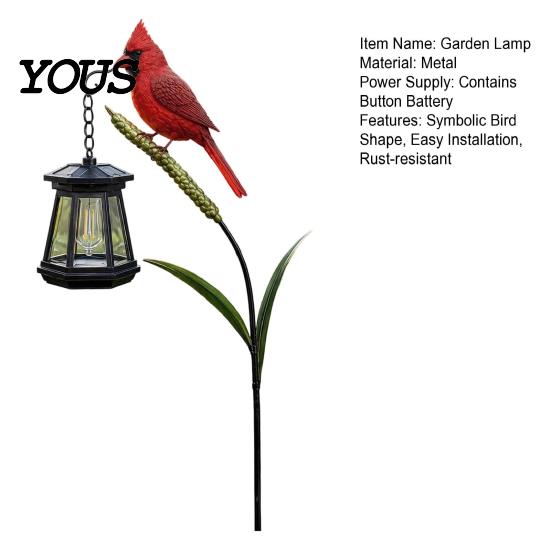 Healing Symbol Memorial Lamp Metal Red Bird Garden Stake Lamp, Vintage Lantern for Cemetery Yard Patio, Remembrance Candle Holder Rustic