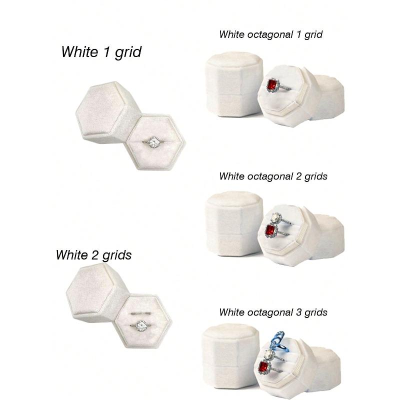 Velvet Ring Box, Hexagon 3 Slots Triple Slot Ring Box, Wedding Day Ring Box For Wedding Ceremony Wedding Ring Holder Ring Box