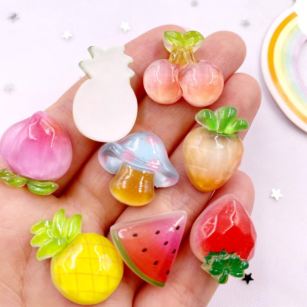 20KS Pryskyřice Bonbónová Barva 3D Houby Broskve Mrkve Třešně Flatback Kamínky Ovoce Figurky DIY Scrapbook Řemeslo DIY Dekor