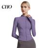 Stand-up Collar Jacket Women Long Sleeve Workout Tops Quick Dry Full Zip Crop Yoga Athletic Slim Sweat-wicking Wear Fit Shirts Sportwear with