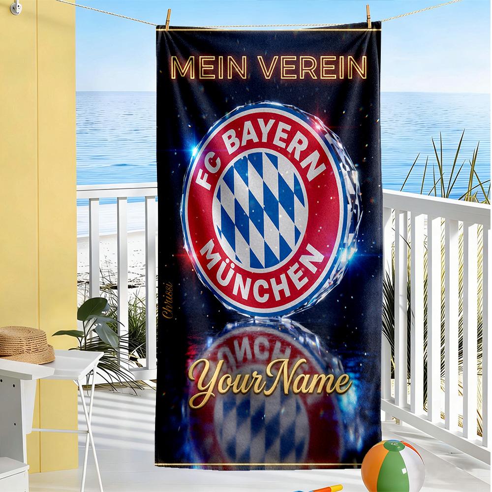 Fc Bayern München Personalized Text Beach Towel Quick-Dry Soft Microfiber Perfect for Traveling Yoga Camping and Swimming