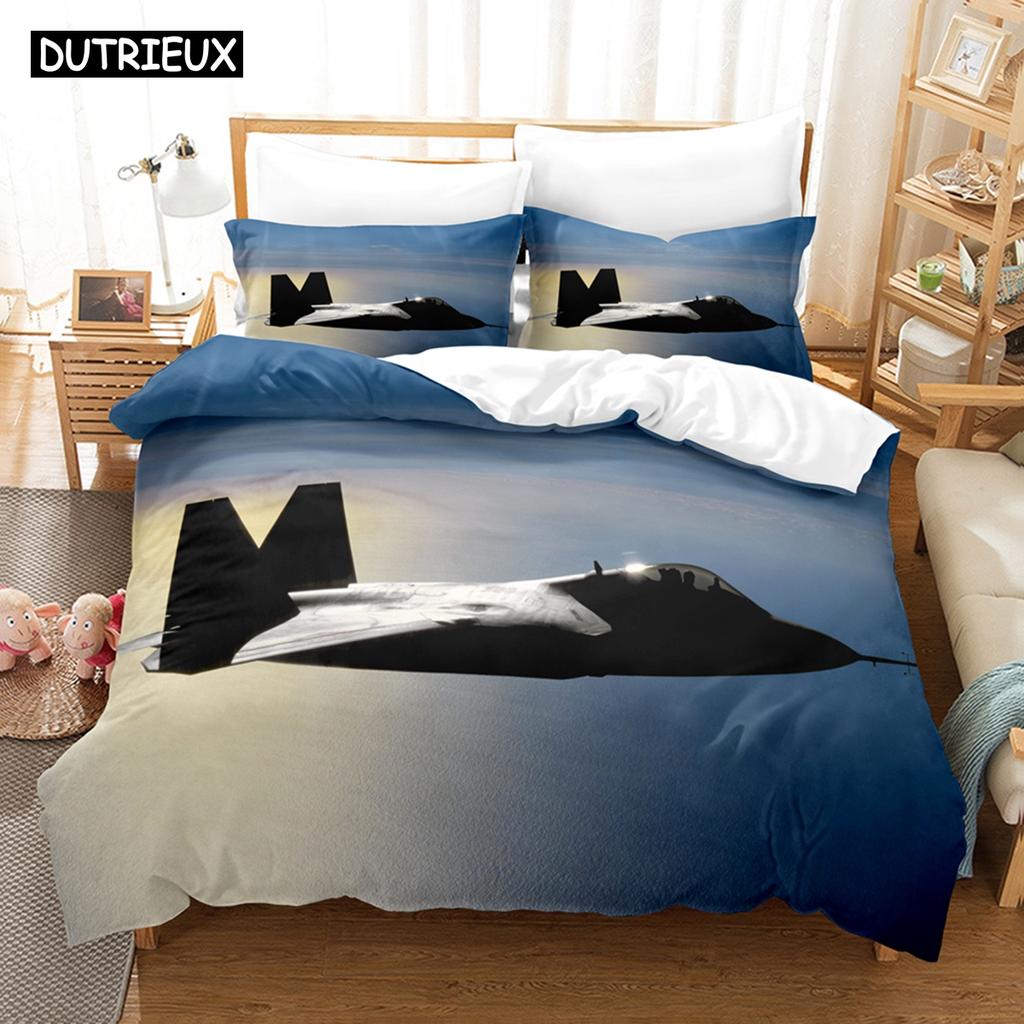 3D Jet Fighter Battle Plane  F-22 Bedding Sets Duvet Cover Set With Pillowcase Twin Full Queen King Bedclothes Bed Linen
