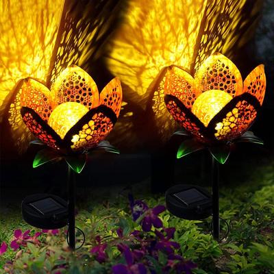 Wasserdichte Solarlampe Außen Garten LED Metall Blume Schmetterling Hohl Solarleuchte für Rasen Hof Landschaft Terrasse Boden