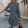 Women Leopard Print Long Sleeve Standing Collar Dress Spring Summer Fashion