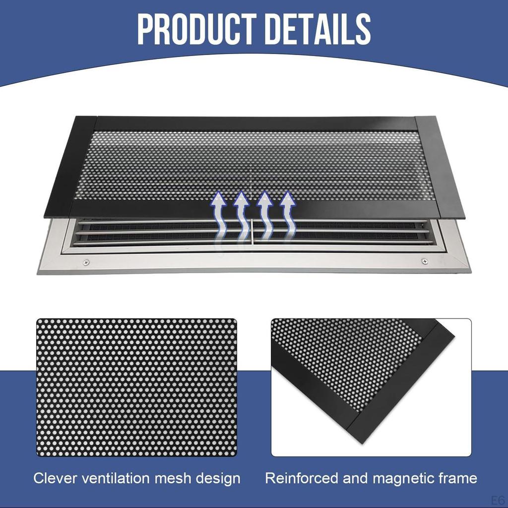 Floor Ventilation Grille Cover, Mesh Air Outlet PVC, Dustproof, for