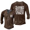 Men's Fashion Casual Button Loose Long Sleeve Spoof Fun Printed Pullover