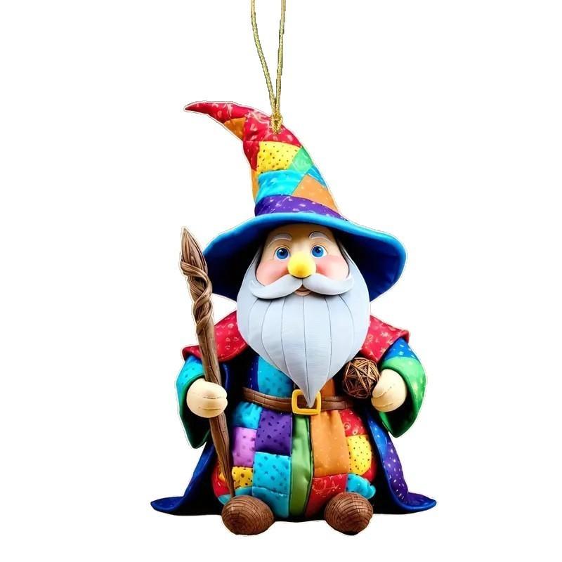 

Рождественский тематический акриловый кулон с узором волшебного старика, праздничное украшение