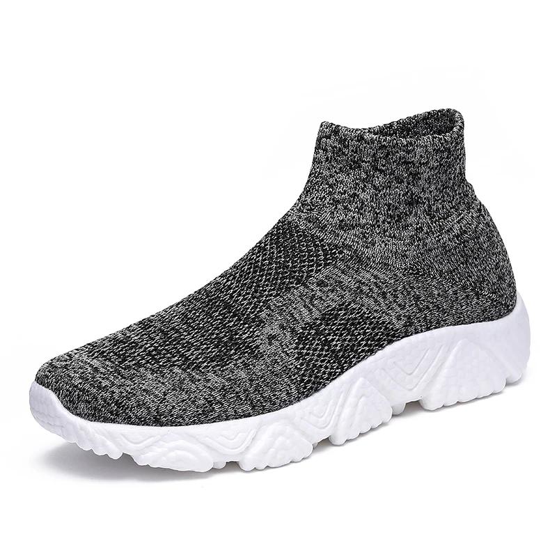 Fashion Autumn Classic Khaki Men's High-top Sneakers Big Size 47 Weave Breathable Sneakers Men Slip-on Platform Jogging Shoes Casual Men