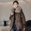 Baumwollwattierte Jacke Damen Kurz Koreanische Version Lockerer Schnitt Baumwollwattierte Kleidung Damen Übergroß Pelzkragen Verdickt Baumwollwattierte Jacke