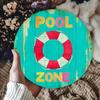 Pool Zone Vintage Lifebuoy Metal Tin Sign Wall Art Patio Garden Lake House Gift