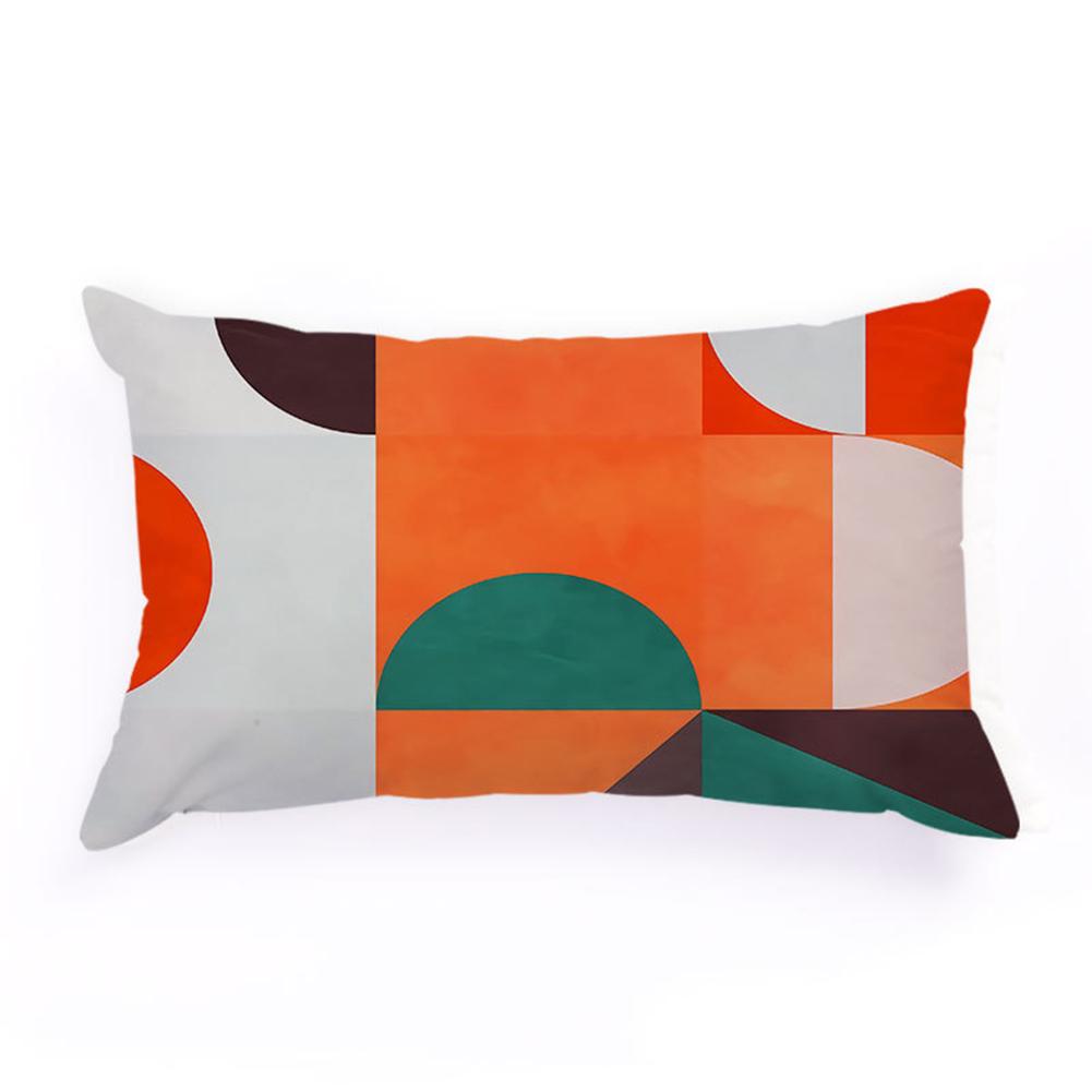Flannel Rectangle Bedside Throw Pillow Case, Creative Bright Color Geometric Abstraction Pattern, Soft Home Car Cushion Cover 30x50cm