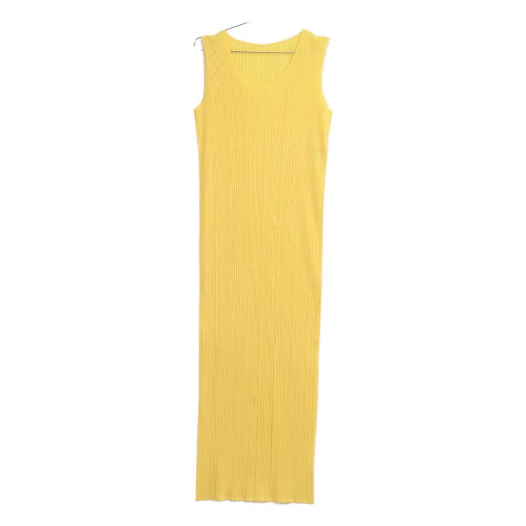 PLEATS PLEASE Yellow PP71-JH116 Polyester Sleeveless Dress Dress 3 yellowUsed