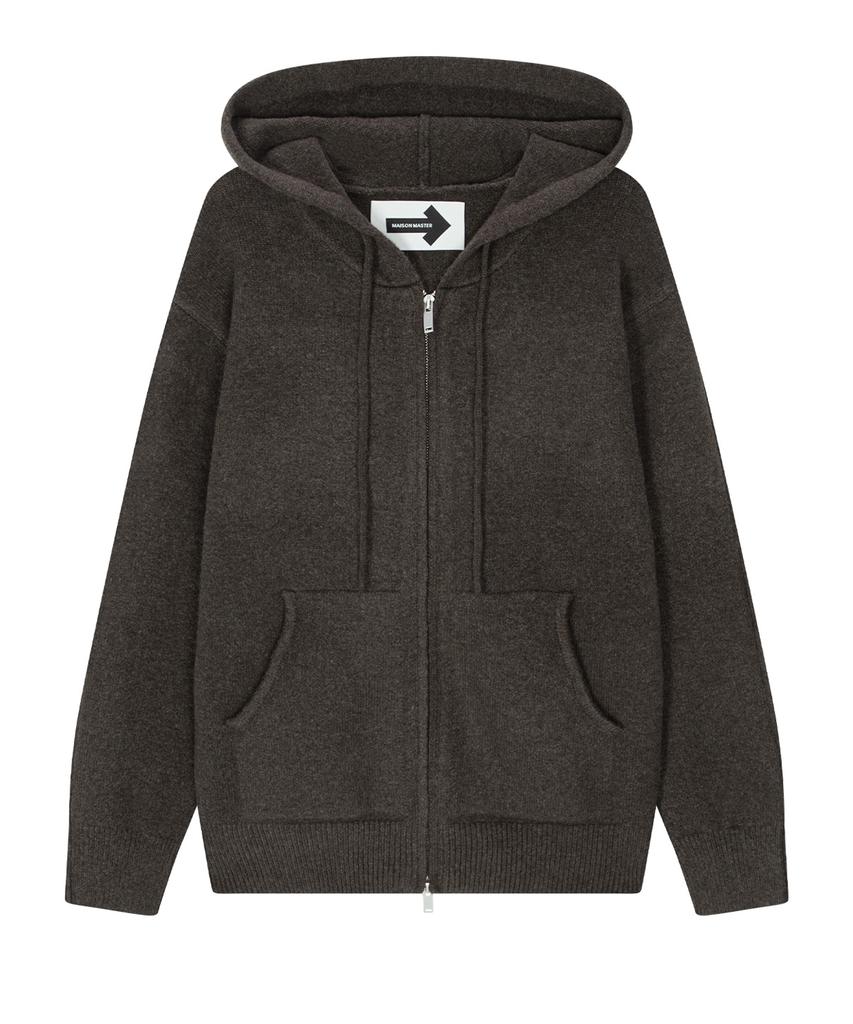 Maison Master Hooded Zip-Up Cardigan Black
